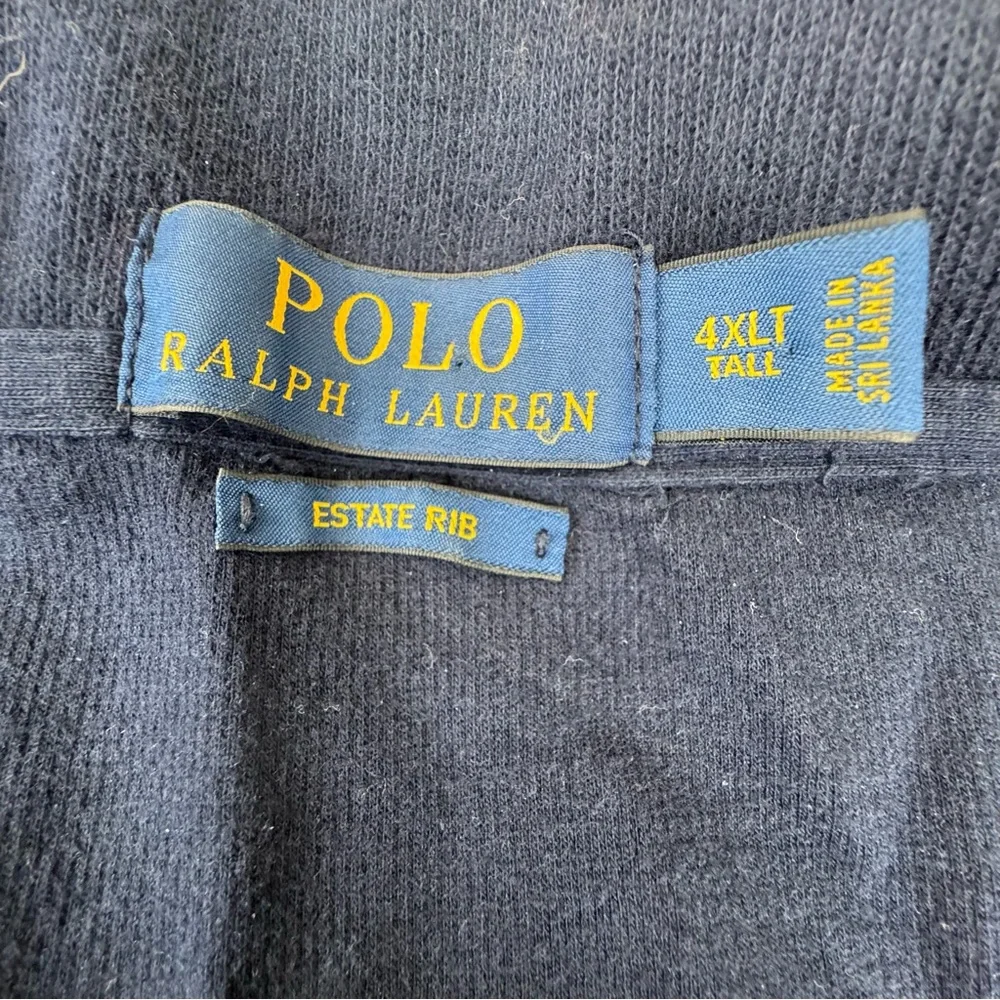 Polo Ralph Lauren quarter-zip pullover sweater in navy blue. Men’s size 4XLT.